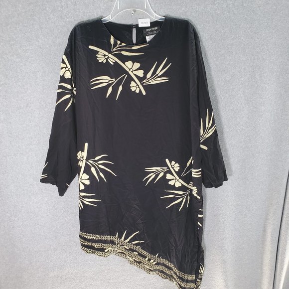 Simple People Dresses & Skirts - Simple People Dress  OS Black Bamboo Print Asymmetric Hem Long Sleeve Pullover